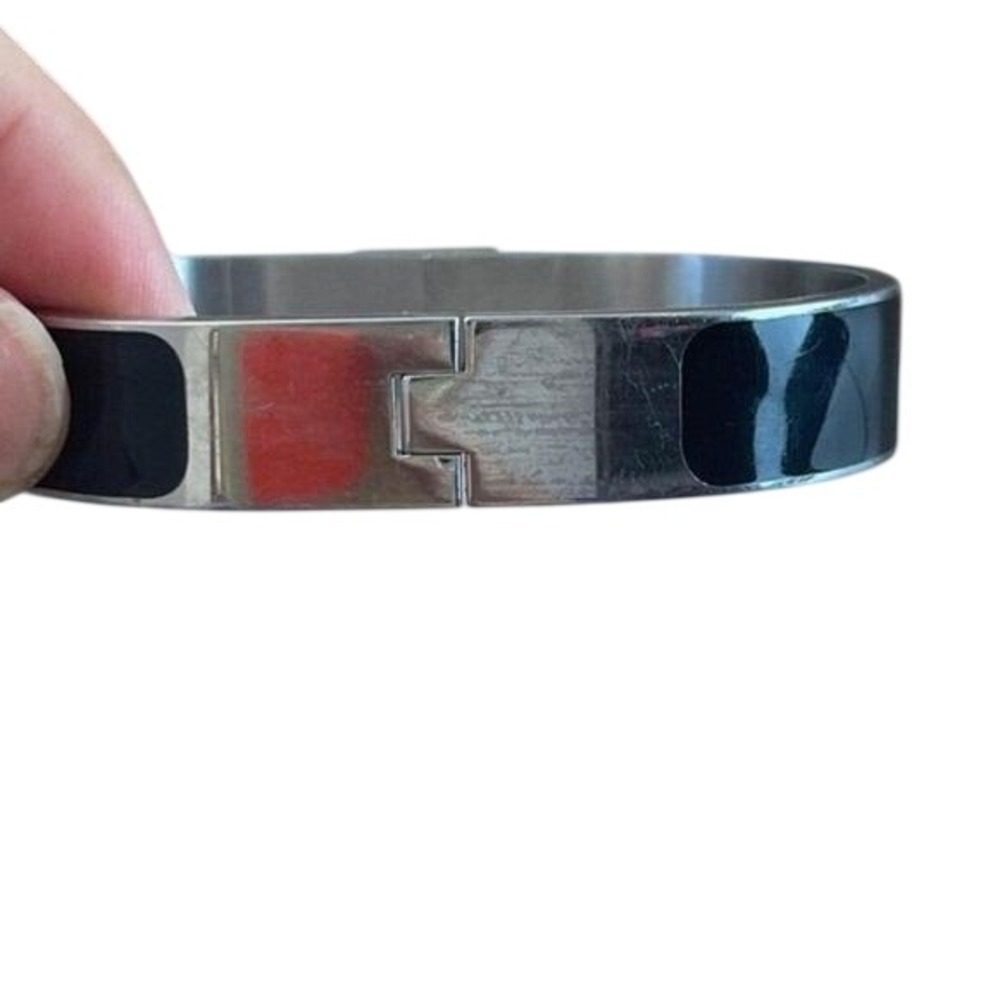 Rustic Cuff Bangle Black Silver Gold Filigree Ena… - image 6